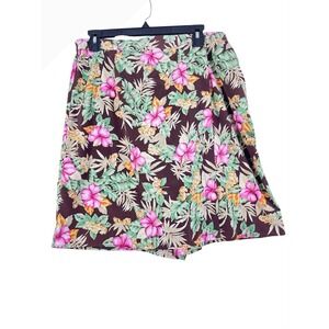 Leslie Fay Floral Skort Shorts Tropical Print Petite Size 16P Women A Line